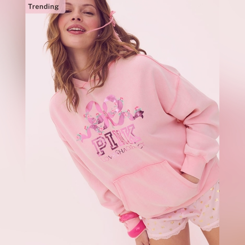 NWT PINK x LoveShackFancy Oversized Hoodie🩷 - Picture 3 of 15